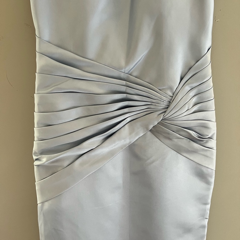 Blue Ruched Satin Dress - Picture 2 of 8